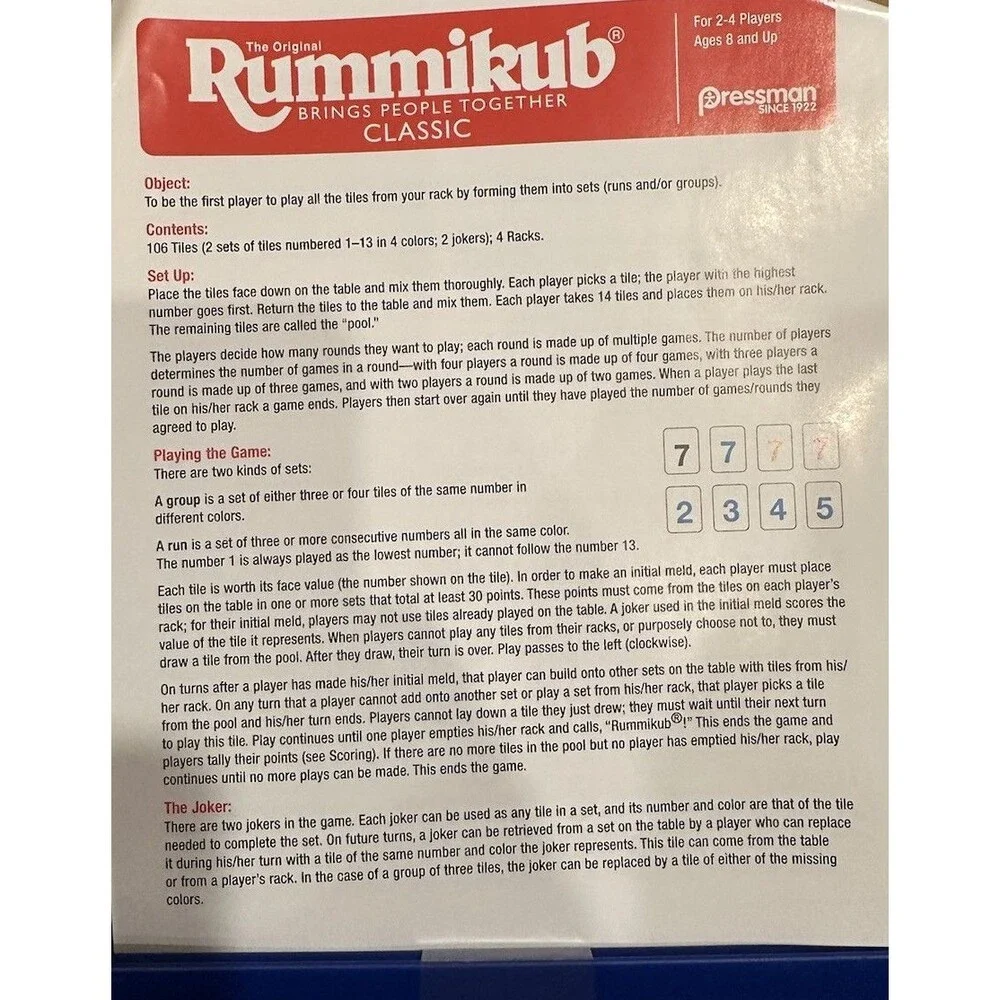 Rummikub by Pressman - Classic Edition - The Original Rummy Tile Game, Blue